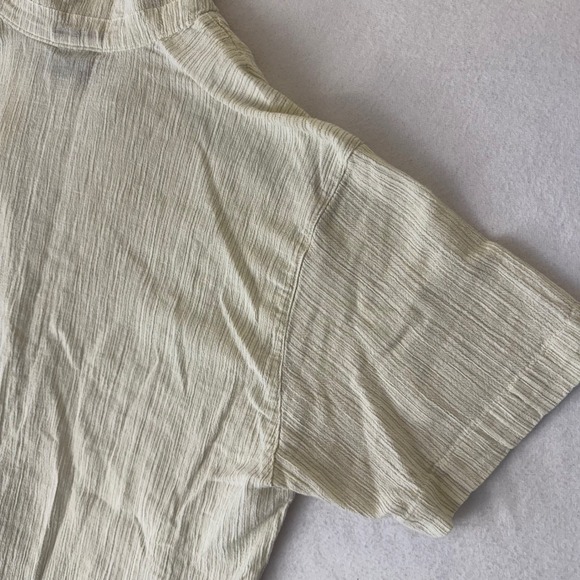 Patagonia Womens Medium Organic Cotton Seersucker Button Down Shirt Beige F25 - Picture 9 of 10